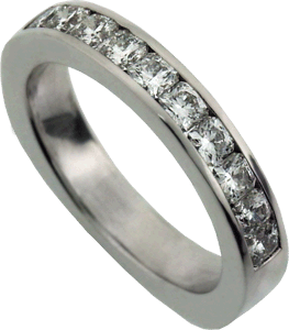 18K White Gold Lady's Wedding Band with Diamonds