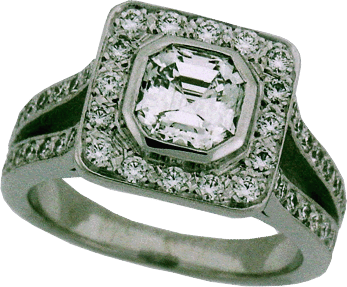 Asscher Cut Diamond Halo Engagement Ring