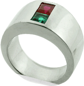 Birthstone Ring with Chatham&reg; Synthetic Ruby and Emerald