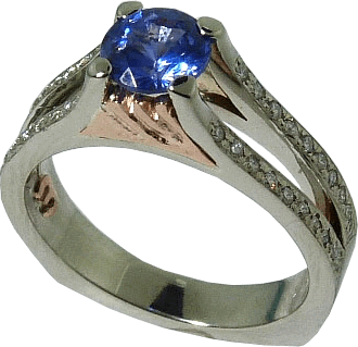 Blue Sapphire Engagement Ring With Mountain Motif