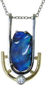 Boulder Opal, Diamond and Gold Pendant