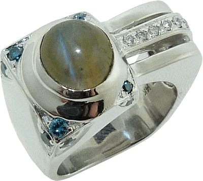 David's New Cabochon Pinky Ring With Hearts On Fire&reg; Accent Diamonds