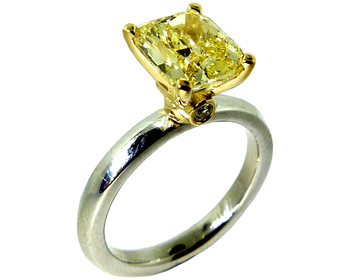 Cushion Cut 1.5 Carat Yellow Diamond Engagement Ring
