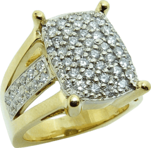 Pave Set Diamond and Gold Ladies Ring