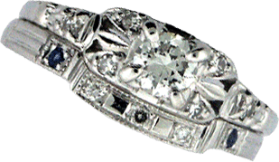 Simple Diamond And Sapphire Wedding Band To Match Heirloom Engagement Ring