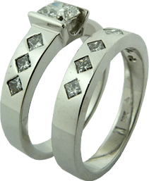 Diamond Wedding Band and Matching Engagement Ring