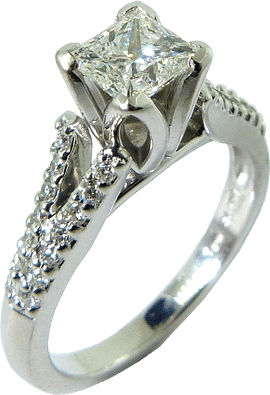 Split Shank Engagement Ring With A FireMark&reg; Princess Cut Diamond