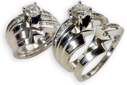 Engagement Ring And Matching Wedding Band With Channel Set Diamonds