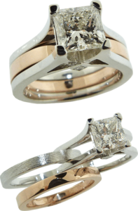 Firemark Princess Cut Diamond Engagement Set