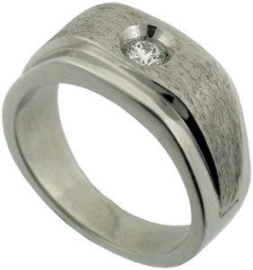 Gent's 18K White Gold Wedding Band with Hearts On Fire&reg; Diamond