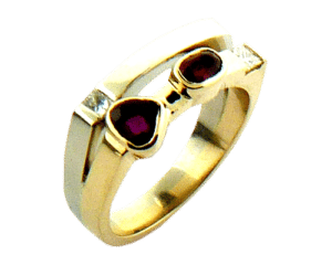 Rubies in gold ring
