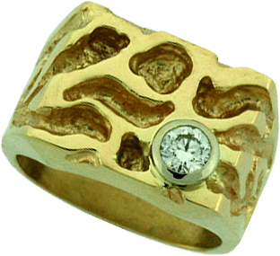 Gold Men's Ring With An Ideal Cut Diamond