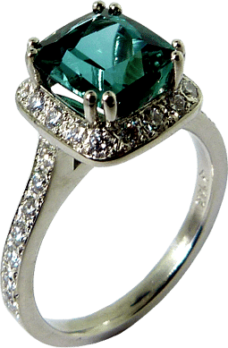 Green/Blue Tourmaline Surrounded By Hearts On Fire&reg; Diamonds