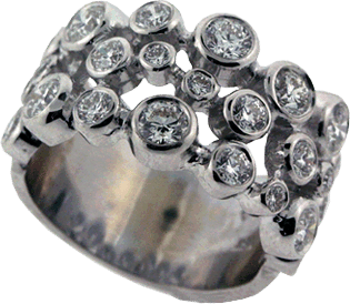 Lady's Ring With Ideal Round Brilliant Cut Diamonds