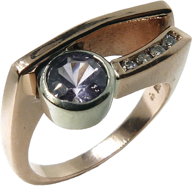 Light Mauve Sapphire With Diamonds Ring