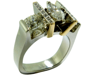Marquis cut and Diamond gold ring