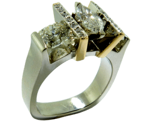 Marquis cut and Hearts On Fire Diamond gold ring