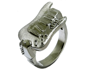 Men's wedding band in the shape of a guitar
