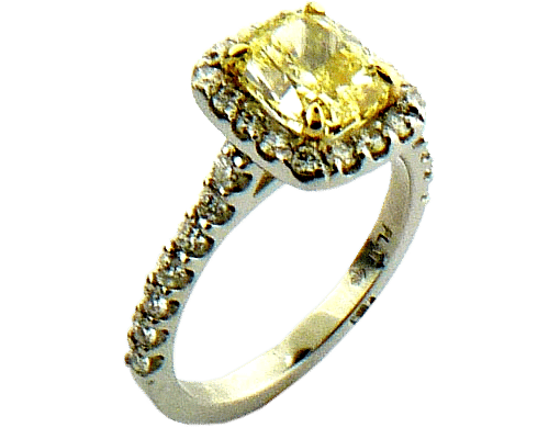 Natural Yellow Diamond Platinum Engagement Ring