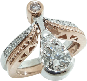 Rose Gold Diamond Ring in Pear Shape