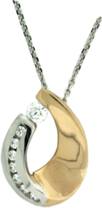 14K White and Yellow Gold Pendant with Diamonds
