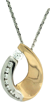 14K White And Yellow Gold Pendant With Diamonds
