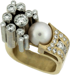 Pink White Pearl surrounded with Diamond Ring