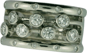 Platinum Ring with Gypsy and Bezel Set Diamonds