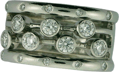 Platinum Ring With Gypsy And Bezel Set Diamonds