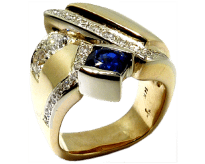 Redesign of a custom ring to add diamonds and sapphires