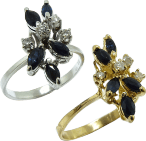 Matching Sapphire and Diamonds Rings