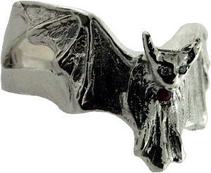 Bat Ring with Diamonds and Ruby