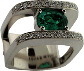 2 Carat Brazilian Emerald and Hearts On Fire&reg; Diamonds White Gold Ring