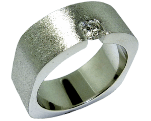Flush set diamond men's textured ring