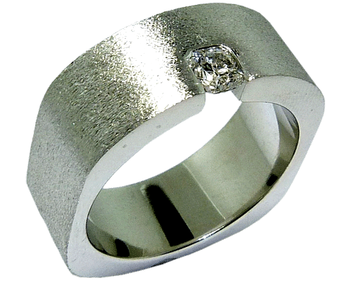 Flush Set Diamond Men's Textured Ring