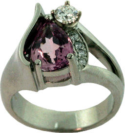 Pink Topaz and Diamond White Gold Ring