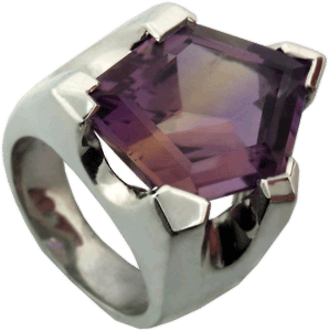 14K White Gold Ring with Amertrine