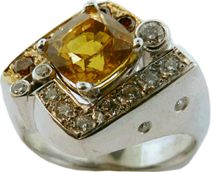 Yellow Sapphire, Brown Diamonds, and Hearts On Fire&reg; Diamond Ring in Yellow &amp; White Gold