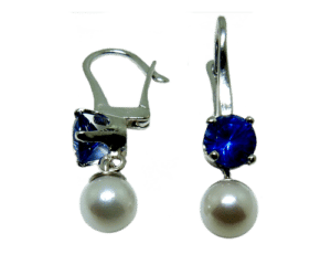 Sapphire and Pearl Dangle Earrings