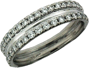 Diamond Bands Combined with a White Gold Spacer
