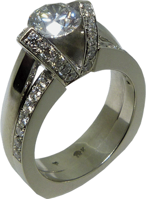 U Shaped Wedding Band Addition For Diamond Engagement Ring