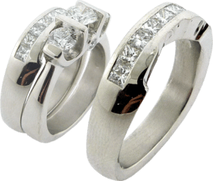 Wedding Band designed to sit flush against Diamond Engagement Ring