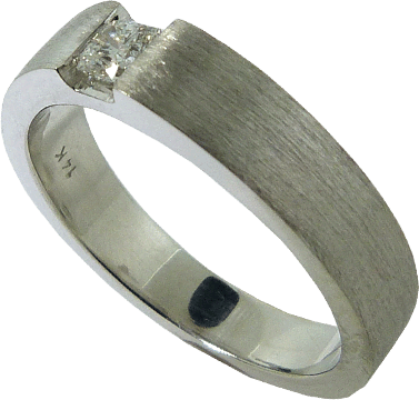 Simple Wedding Band With Cushion Cut Diamond