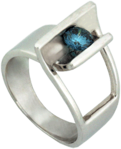 14K White Gold and Blue Diamond