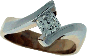 Yellow And White Gold Bypass Ring With A Diamond