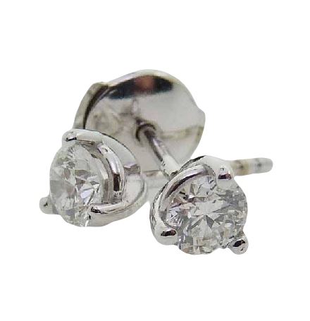 Set in 14 karat white gold, these 3 prong diamond earring studs have locking backs so you’ll never lose your special purchase!