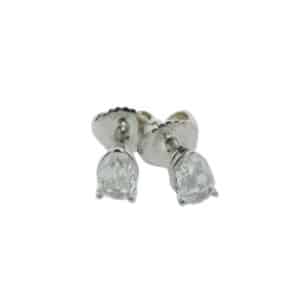 White gold stud earrings set with rose cut pear shaped diamond studs