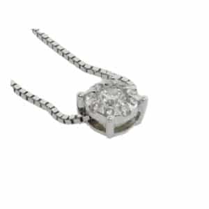 14k white gold diamond bouquet slider pendant featuring 0.18cttw G/H, SI-2-I1, round brilliant cut diamonds.