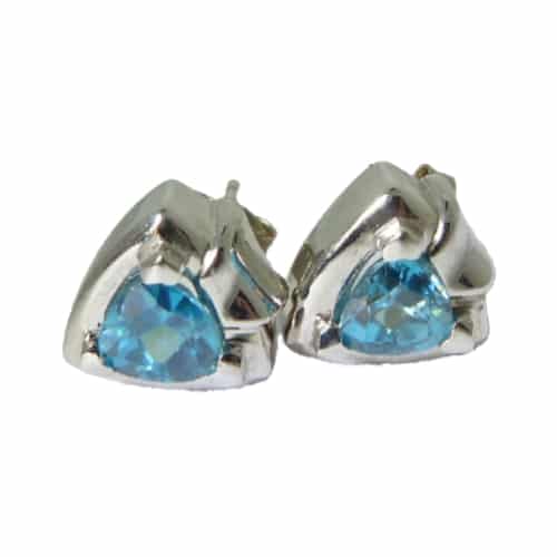 White gold and blue zircon stud earrings