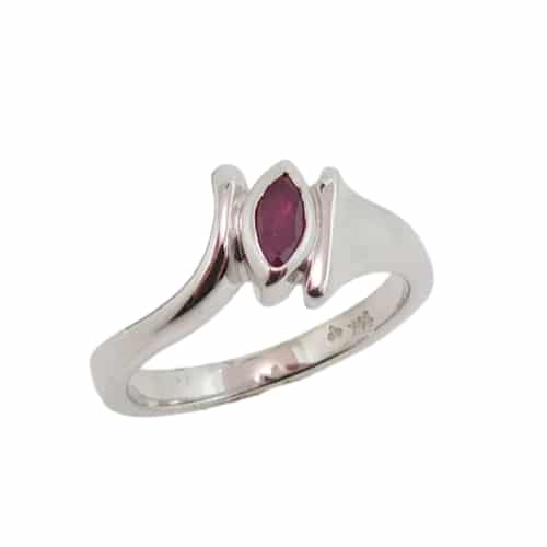 This fun little fashion ring in 14 karat white gold, showcases a 0.211 carat marquis cut Ruby. Created by our jeweler and owner, David Blitt as part of our Studio Tzela line. This piece is a perfect gift to represent July birthdays and 40th anniversaries.